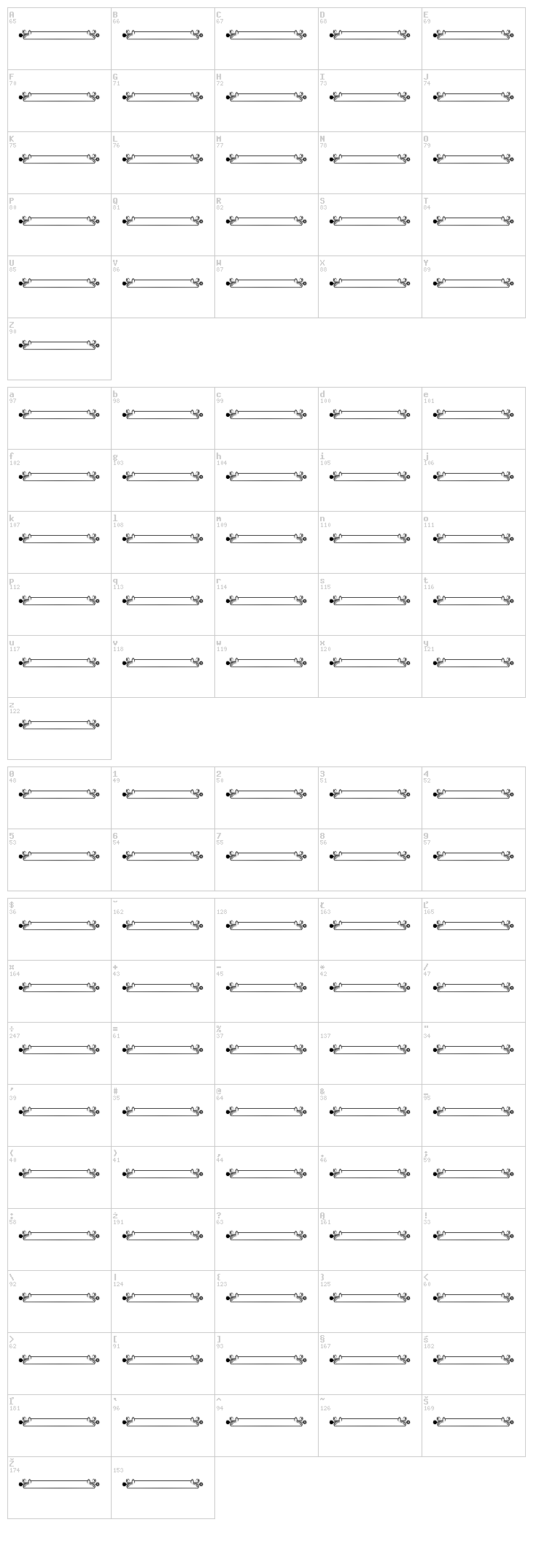 Vintage Panels 012 font map